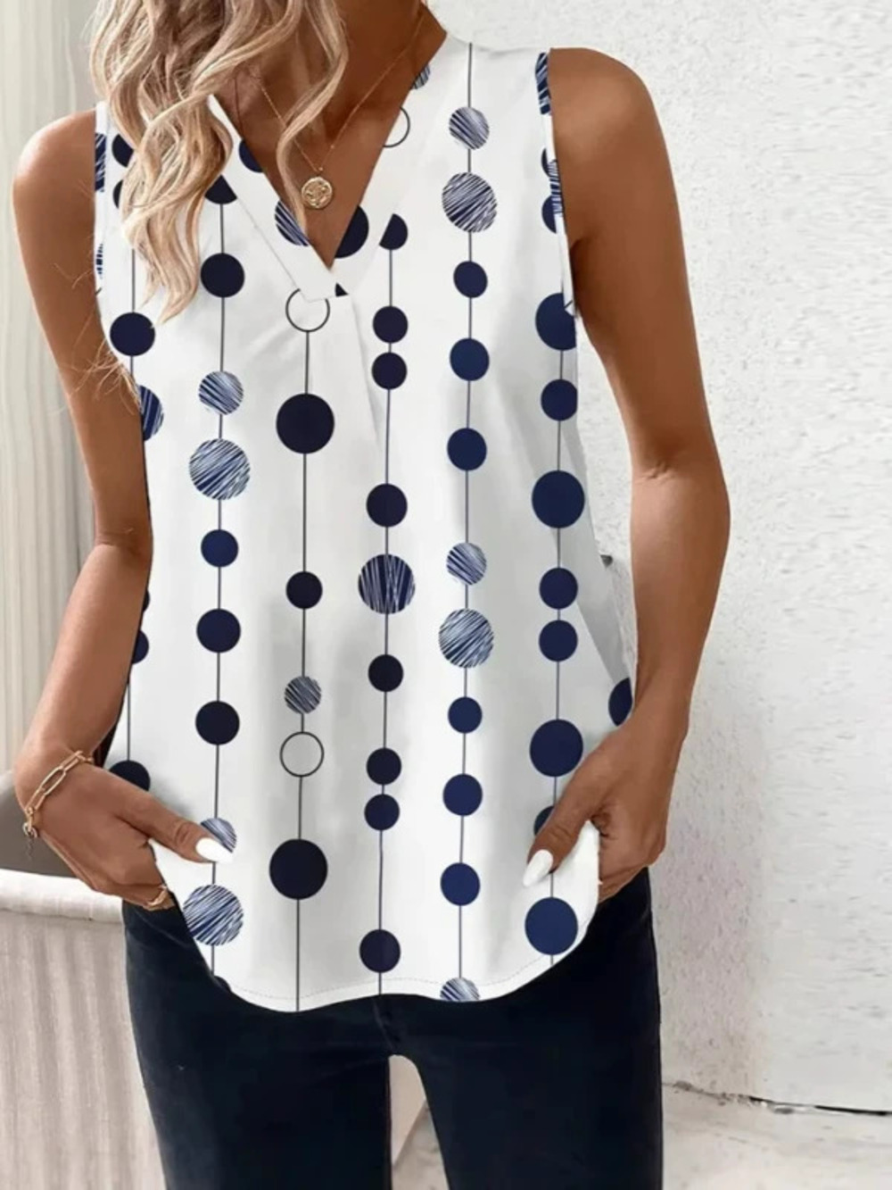 ZARA Casual Fashion Sleeveless Polka Dot Pullover